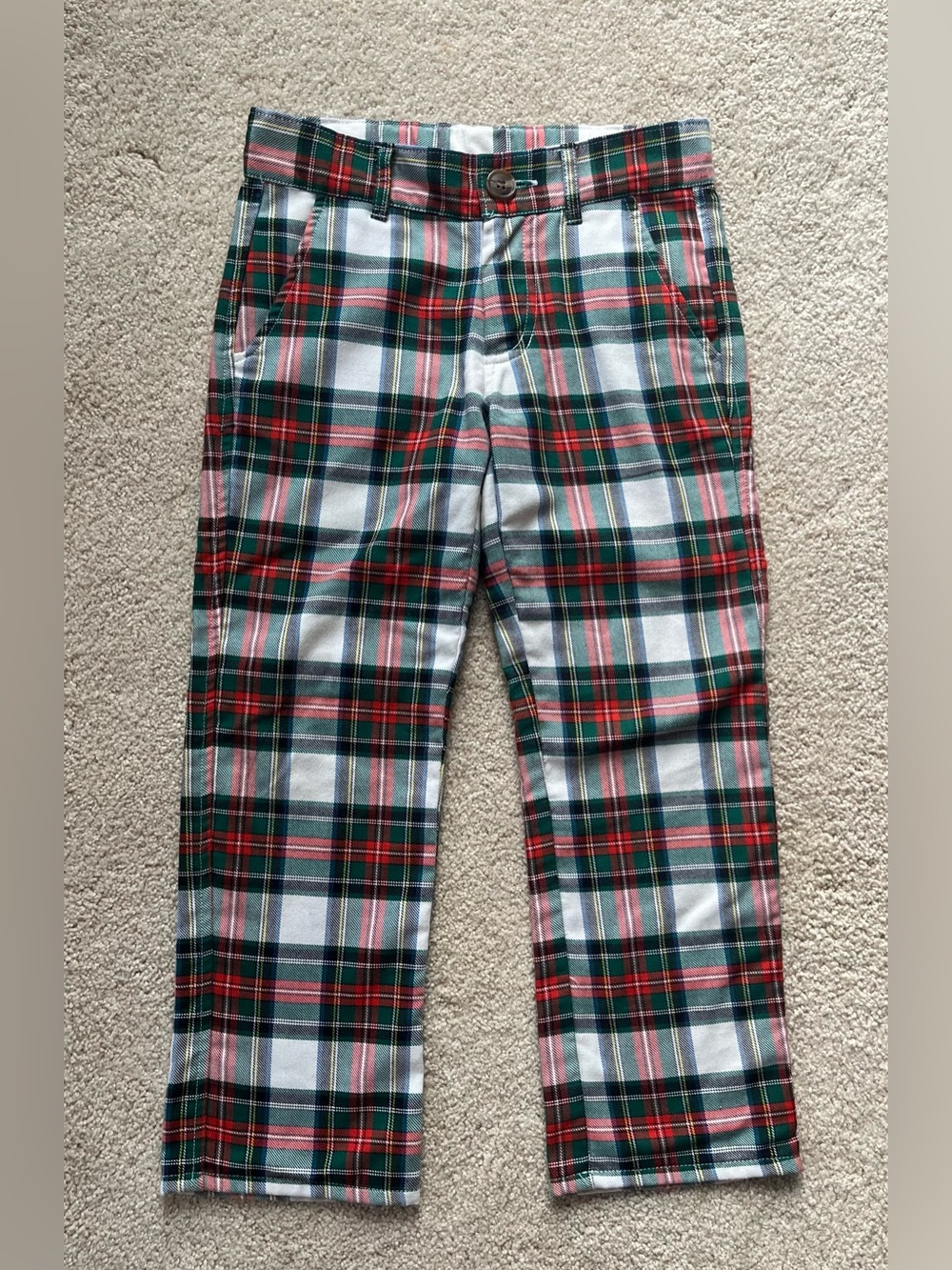 The Beaufort Bonnet Company Kids Plaid Pants in Green, Red, White
